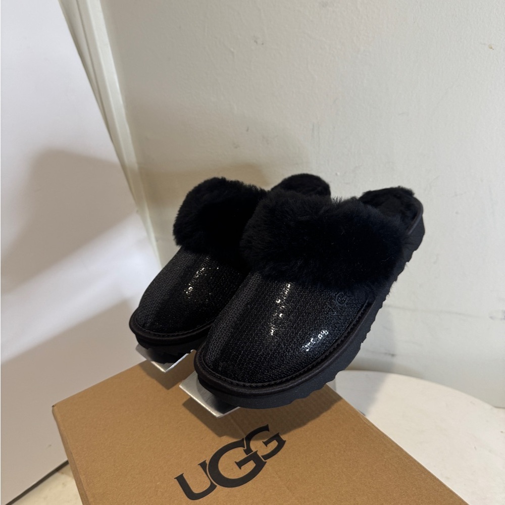 UGG Kids Black Sequin Slippers